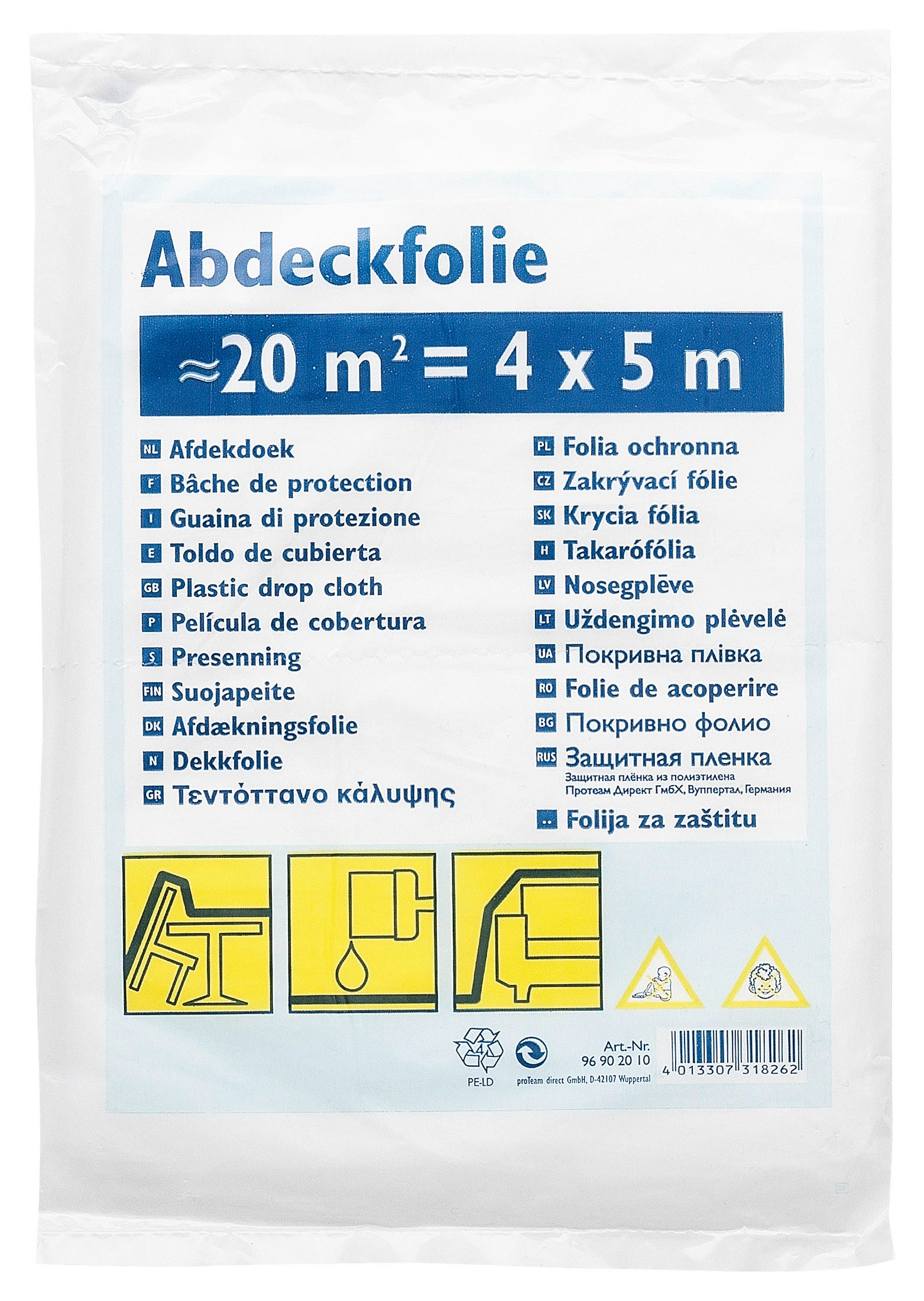 Abdeckplane B/L: ca. 400x500 cm Abdeckplane HDPE Standard 20m² - (400,00/500,00cm) - easypro.