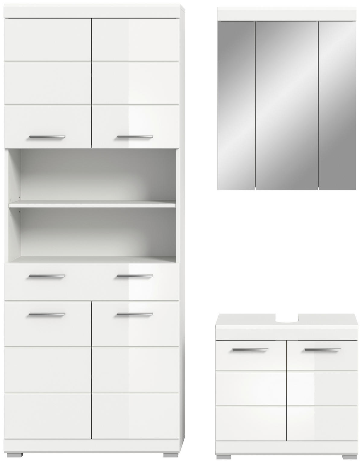 Badezimmer-Set Scout weiß weiß Hochglanz B/H/T: ca. 149x34x191 cm Scout - weiß (149,00/34,00/191,00cm) - xonox.home
