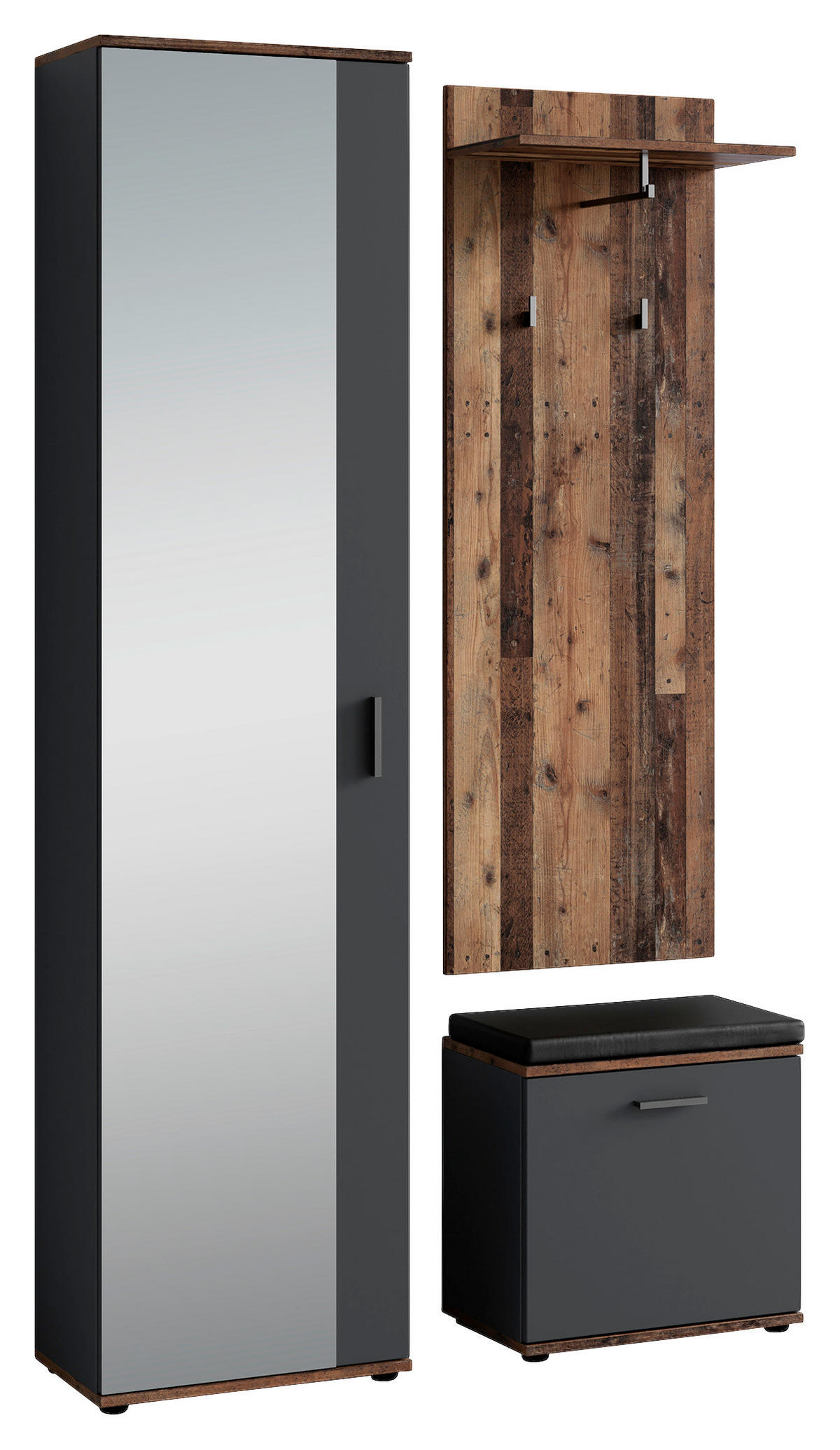 Garderobenset JAKOB Set 3-tlg. anthrazit JAKOB Set 3-tlg. - anthrazit - byLIVING