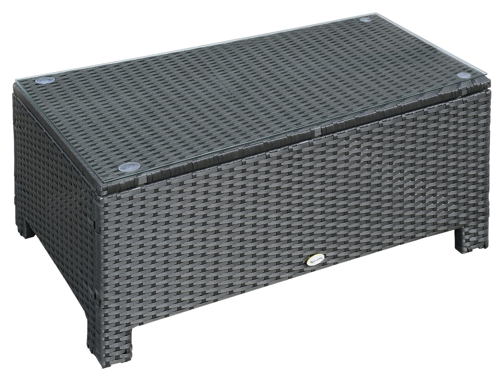 Outsunny Beistelltisch schwarz Glas B/H/L: ca. 50x85x39 cm Beistelltisch - schwarz (39,00/50,00/85,00cm) - Outsunny