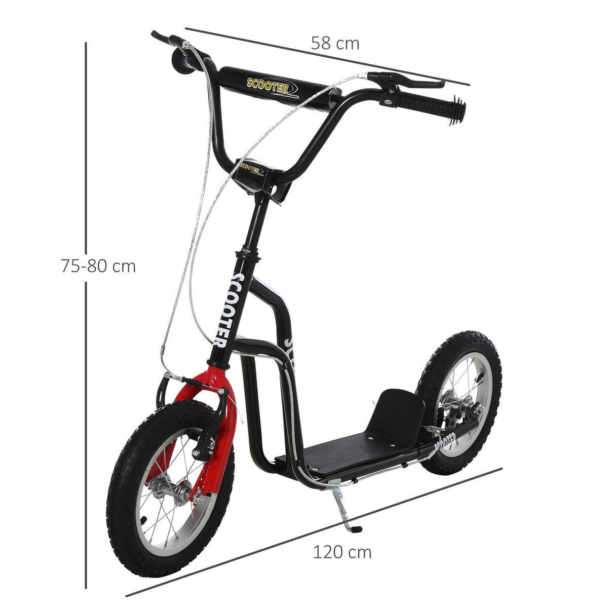 HOMCOM Kinderroller schwarz Kinderroller - schwarz (120,00/58,00/80,00cm) - HOMCOM