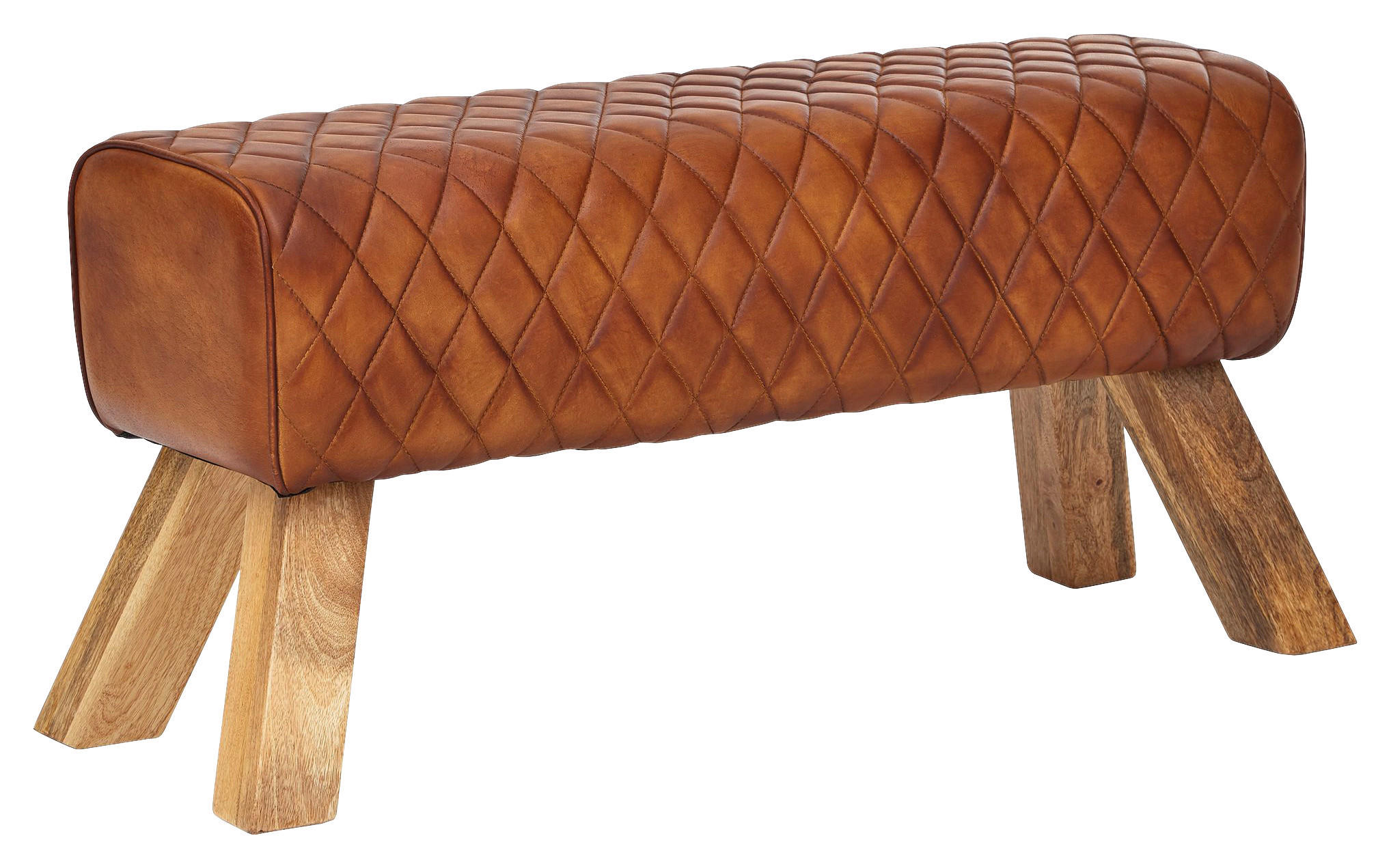 Wohnling Sitzbank braun natur Leder Echtholz B/H/T: ca. 89x46x35 cm Sitzbank - braun/natur (89,00/46,00/35,00cm) - Wohnling