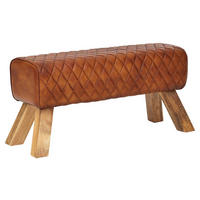 Wohnling Sitzbank braun natur Leder Echtholz B/H/T: ca. 89x46x35 cm Sitzbank - braun/natur (89,00/46,00/35,00cm) - Wohnling