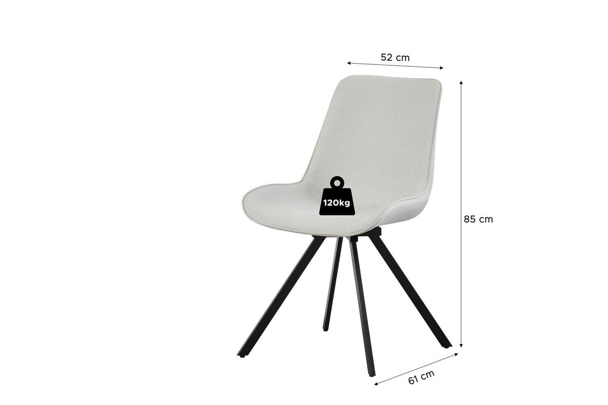 Drehstuhl EMILIA, 2er Set creme schwarz Webstoff B/H/T: ca. 52x85x61 cm EMILIA, 2er Set - creme/schwarz (52,00/85,00/61,00cm) - xonox.home