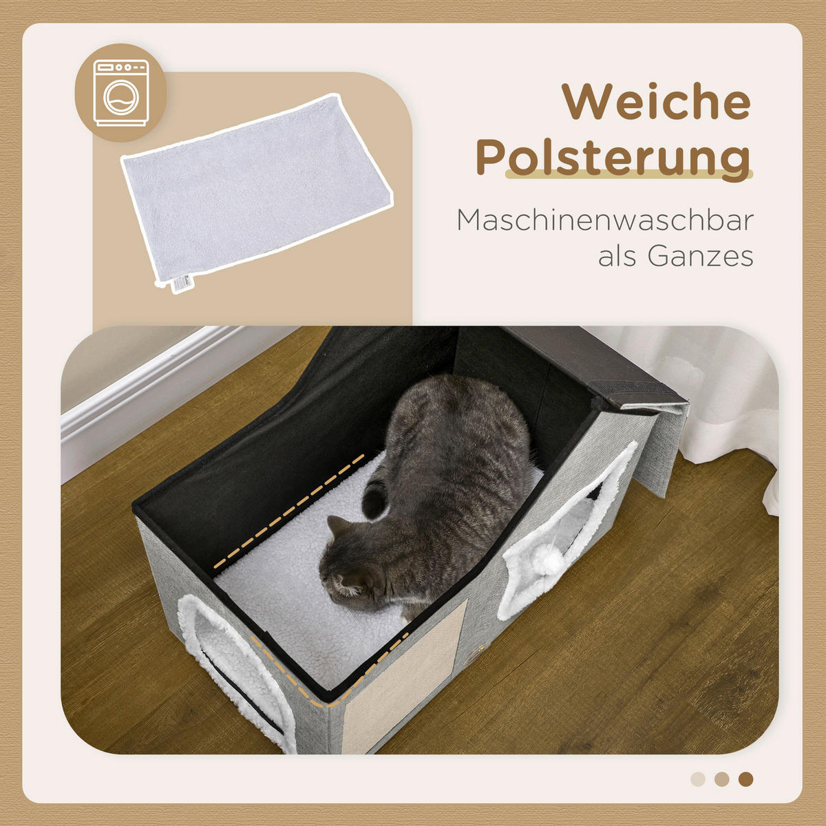 PawHut Katzen-Zubehör grau Polypropylen B/H/L: ca. 41x65x45,5 cm Katzenhöhle - grau (45,50/41,00/65,00cm) - PawHut