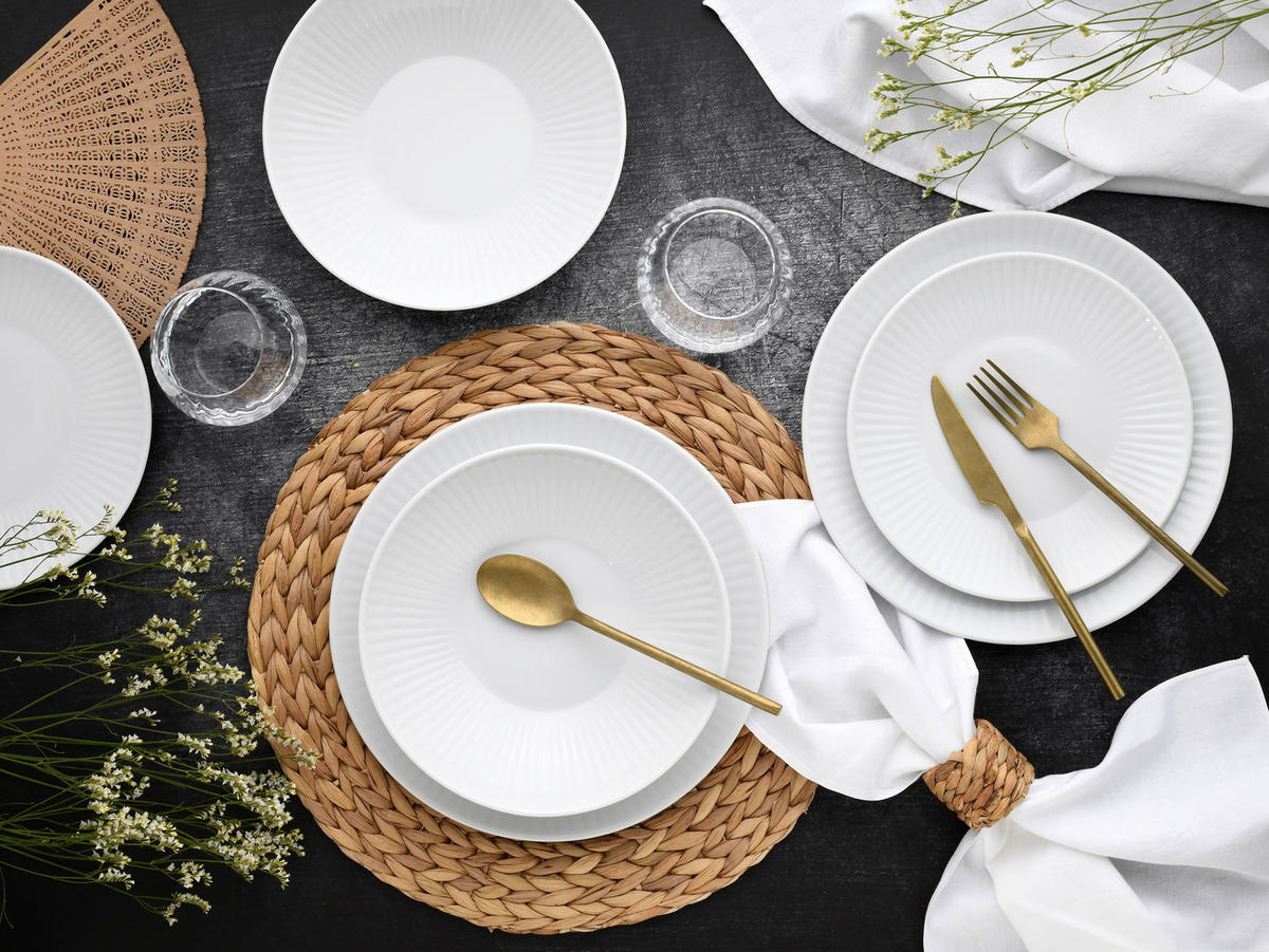 CreaTable Teller-Set Valencia weiß Porzellan Valencia - weiß - CreaTable
