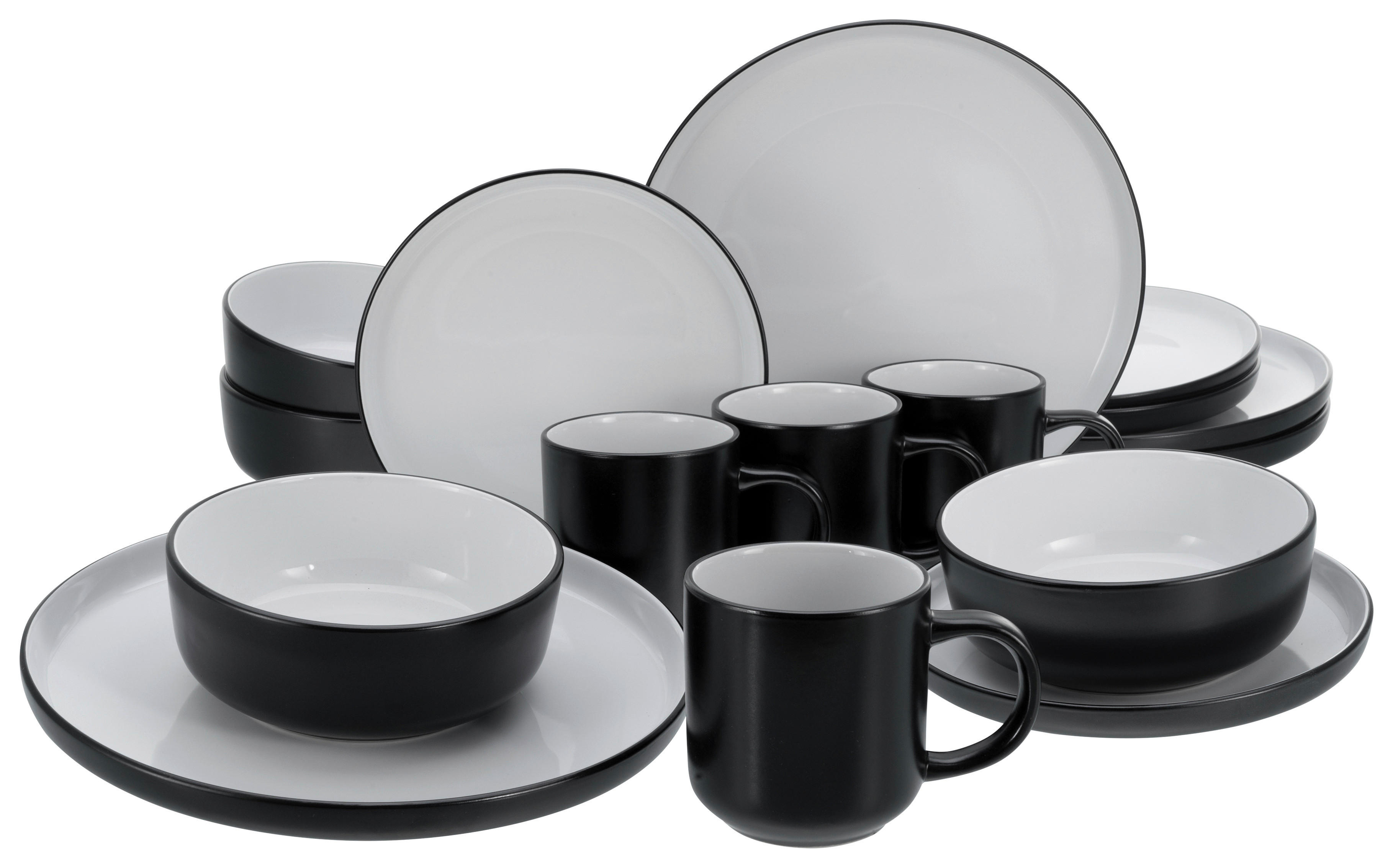 CreaTable Kombiservice Nordic weiß Steinzeug 16 tlg. Nordic - weiß/schwarz - CreaTable