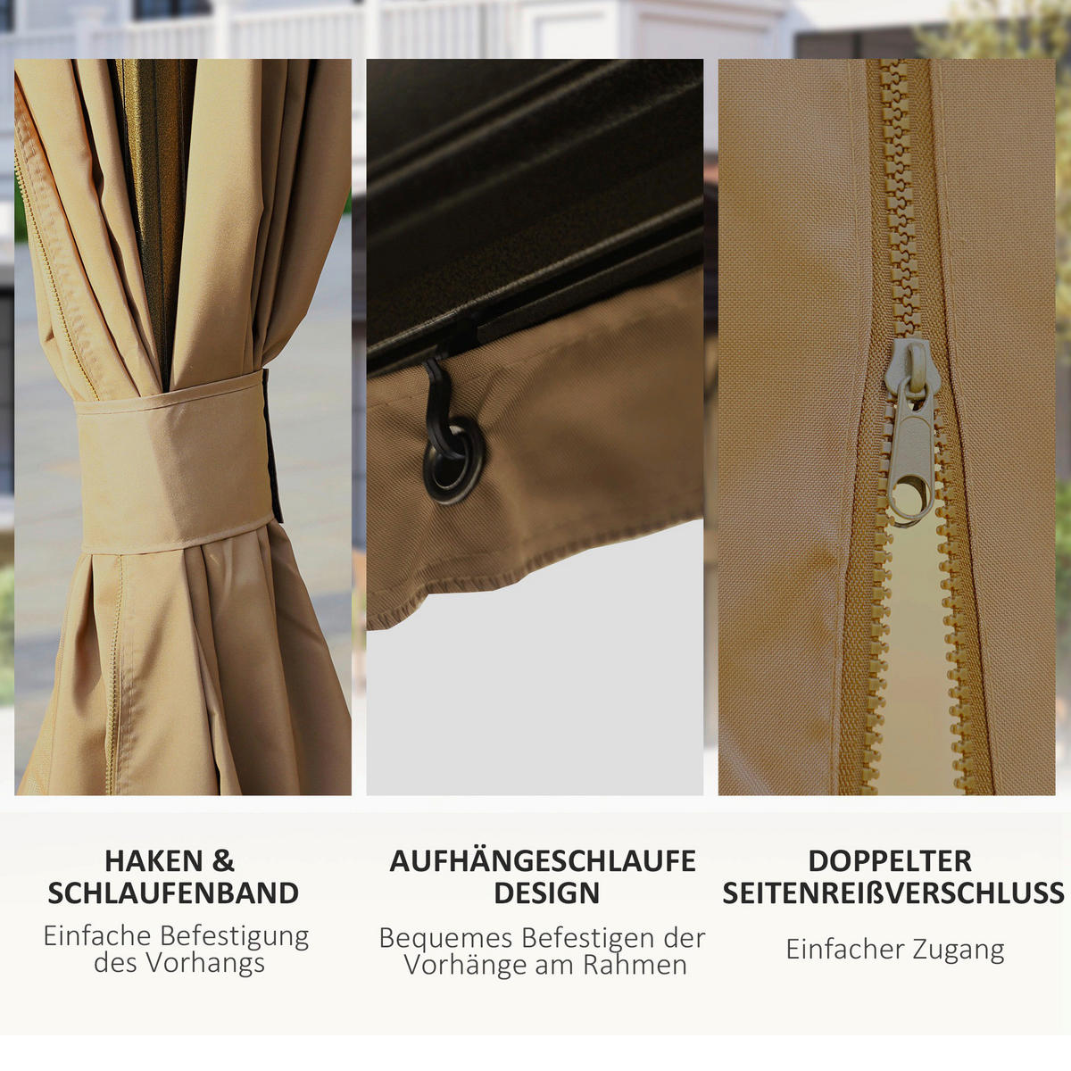 Outsunny Pavillon braun Aluminium B/H/L: ca. 298x280x398 cm Pavillon - braun (398,00/298,00/280,00cm) - Outsunny