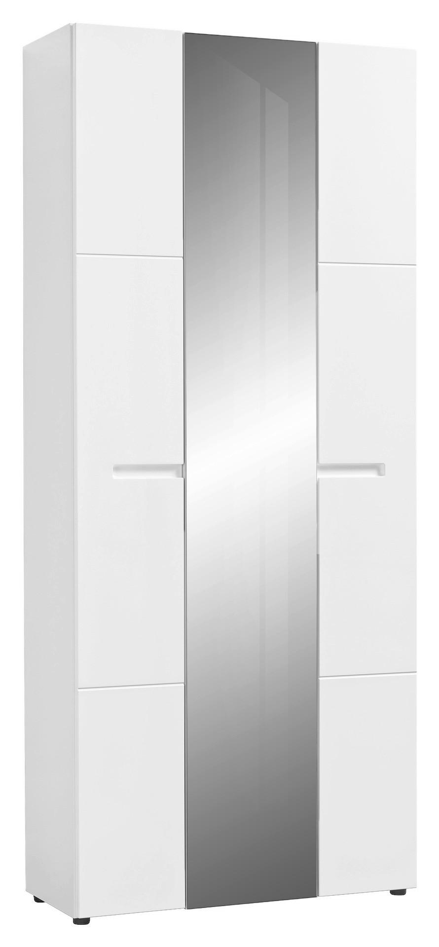 Mehrzweckschrank Mailand 23 weiß weiß Hochglanz B/H/T: ca. 86x202x35 cm Mailand 23 - weiß (86,00/202,00/35,00cm)