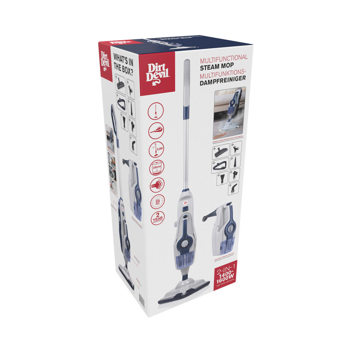 Dirt Devil Dampfreiniger DD7003 blau weiß Boden-/Hand-Dampfreiniger_D7003 - blau/weiß - Dirt Devil