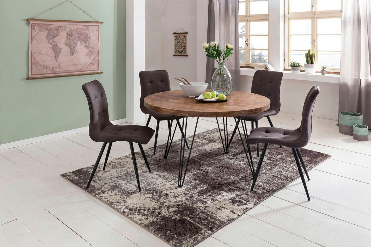 Esstisch natur schwarz matt H/D: ca. 78x120 cm Esstisch - natur/schwarz (120,00/78,00cm) - Wohnling