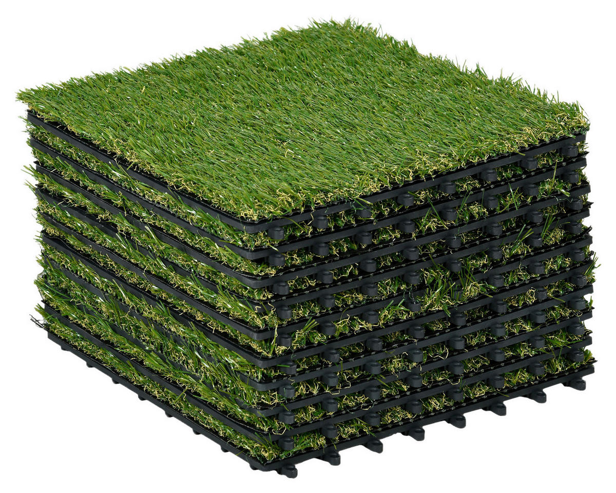 Outsunny Kunstrasen dunkelgrün B/L: ca. 30x3,5 cm pro Stück Kunstrasen - dunkelgrün (3,50/30,00/30,00cm) - Outsunny