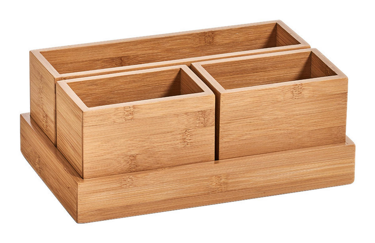 Zeller Organizer-Set natur Bambus B/H/L: ca. 28x11x18 cm Organizer-Set_4tlg. - natur (18,00/28,00/11,00cm) - Zeller