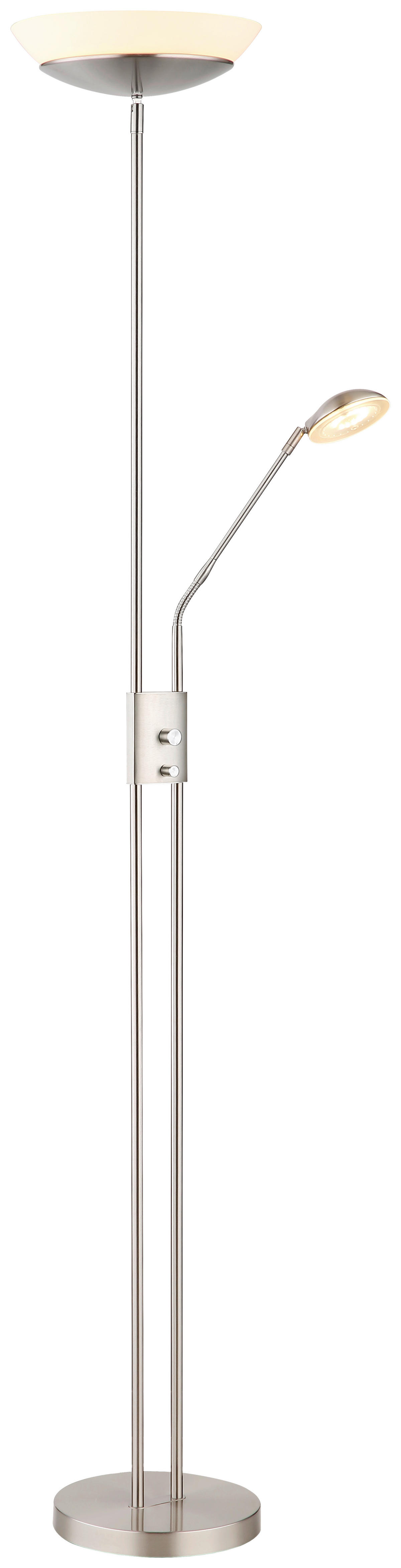 GLOBO Deckenfluter nickel matt Metall Kunststoff Glas B/H/D: ca. 57x180x29 cm GANINA - nickel matt (29,00/180,00cm) - GLOBO
