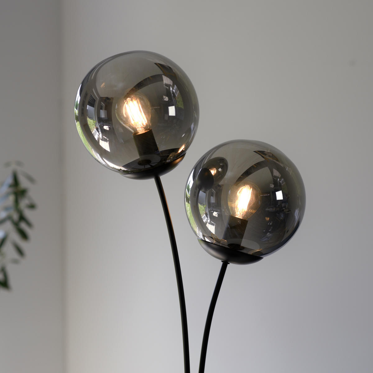 Just Light Tischleuchte BIG WIDOW 14605-18 schwarz Rauchglas Metall B/H: ca. 33,5x60 cm E14 2 Brennstellen BIG WIDOW - schwarz (33,50/60,00cm) - Just Light