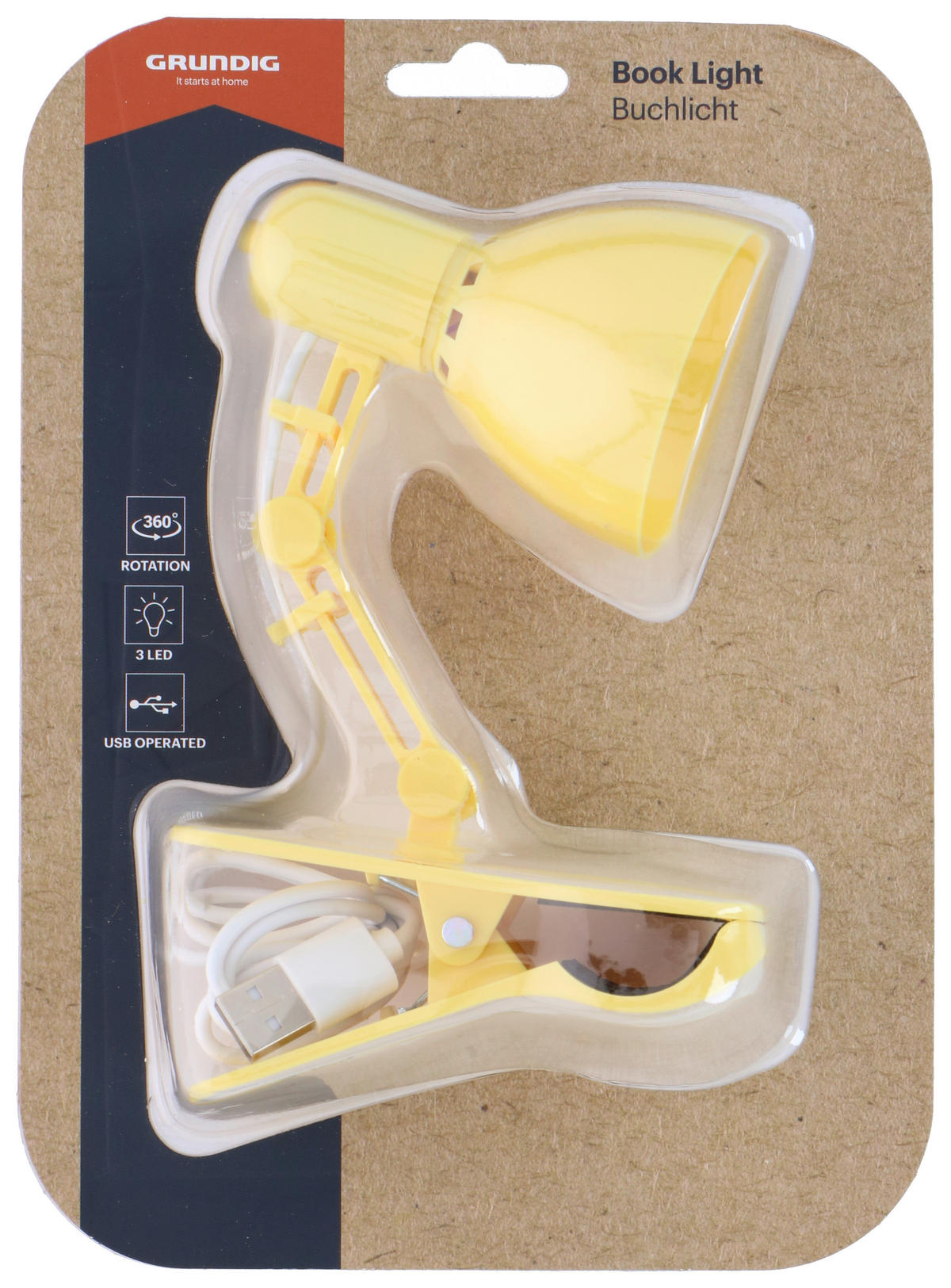 Grundig Clip-Buchlicht weiß grün gelb rosa B/H/T: ca. 6x19x10,8 cm Clip-Buchlicht - weiß/gelb (6,00/19,00/10,80cm) - Grundig