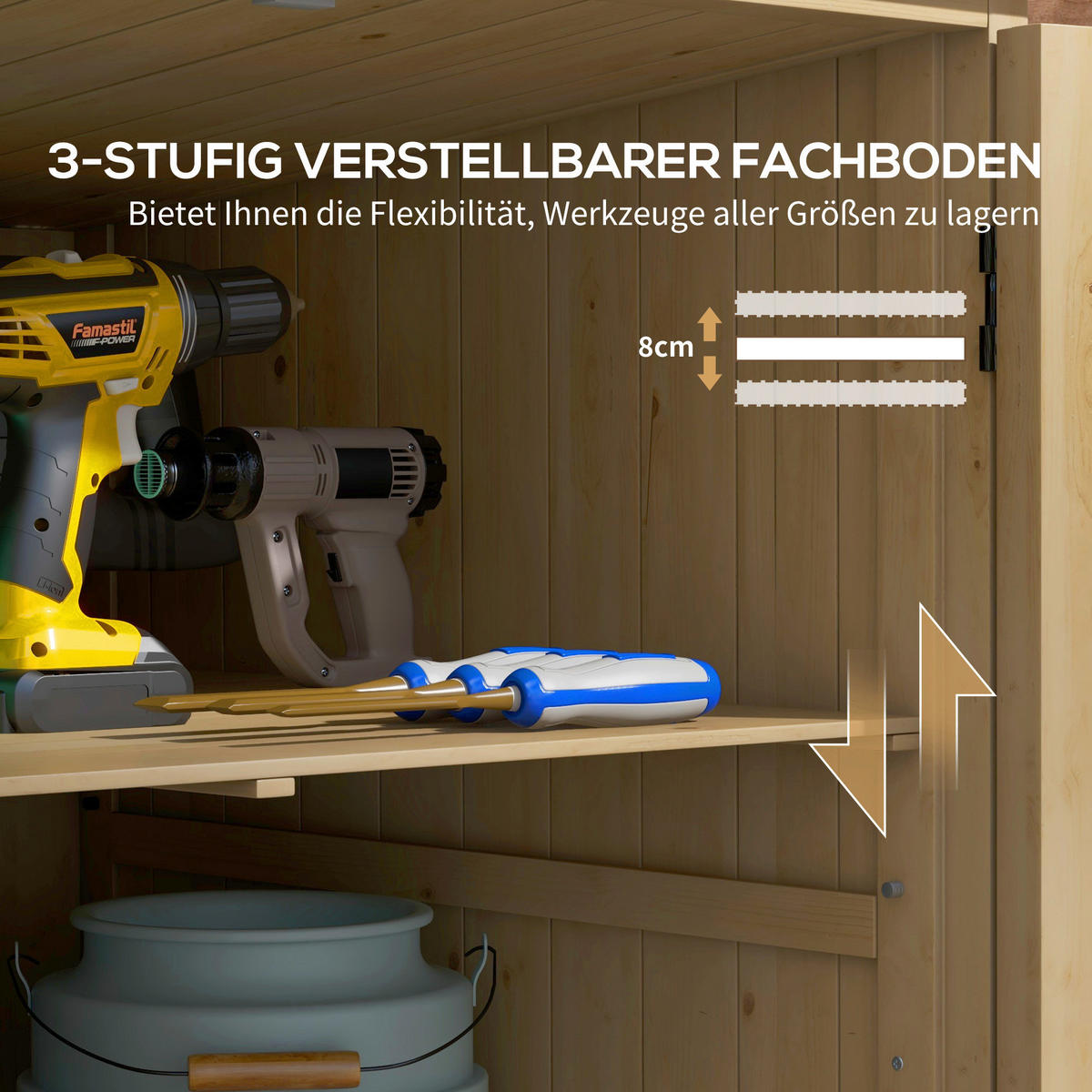Outsunny Gartenschrank natur Polypropylen B/H/L: ca. 88x77,5x90 cm Gartenschrank - natur (90,00/88,00/77,50cm) - Outsunny