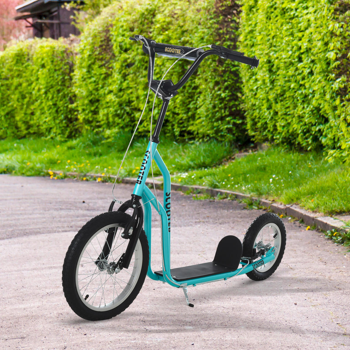 HOMCOM Kinderroller hellblau B/H/L: ca. 58x94x135 cm Kinderroller_mit_Handbremse - hellblau (135,00/58,00/94,00cm) - HOMCOM