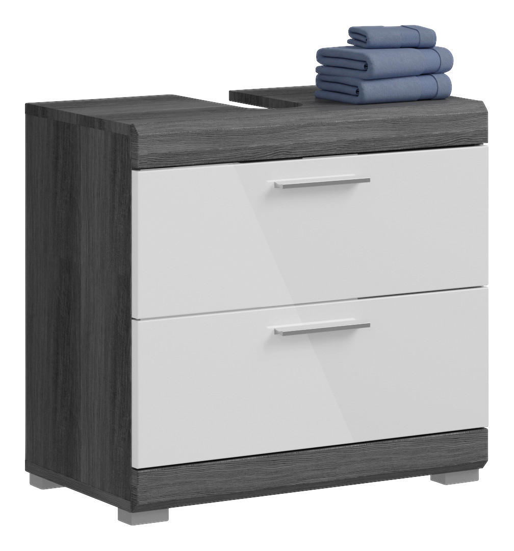 Waschbeckenunterschrank Scout Rauchsilber Nachbildung weiß Hochglanz B/H/T: ca. 60x56x34 cm Scout - weiß (60,00/56,00/34,00cm) - xonox.home