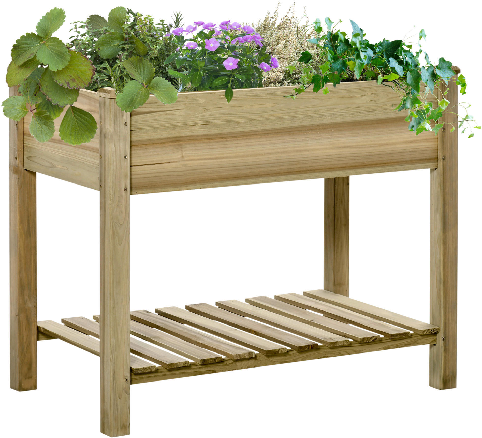 Outsunny Hochbeet grün Holz B/H/L: ca. 51x76x91 cm Hochbeet - grün (91,00/51,00/76,00cm) - Outsunny