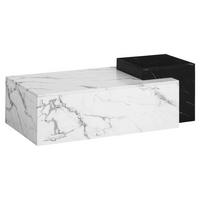 Couchtisch weiß Marmor Optik schwarz B/H/T: ca. 120x40x60 cm Couchtisch - weiß/schwarz (120,00/40,00/60,00cm) - Wohnling