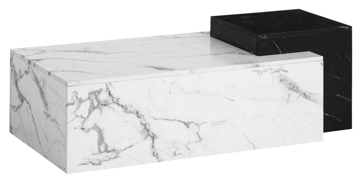 Couchtisch weiß Marmor Optik schwarz B/H/T: ca. 120x40x60 cm Couchtisch - weiß/schwarz (120,00/40,00/60,00cm) - Wohnling