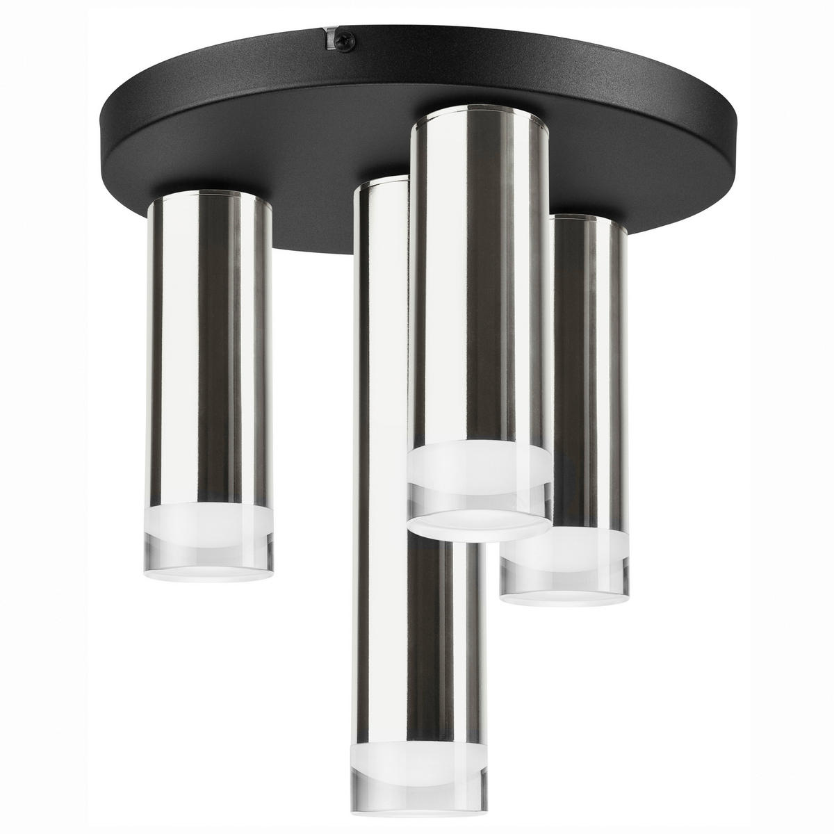 Lamkur Deckenleuchte schwarz silber Stahl B/H/L: ca. 30x31,5x30 cm E27 4 Brennstellen DIEGO - schwarz/silber (30,00/30,00/31,50cm) - Lamkur