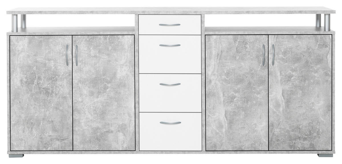 Sideboard Maximo Beton Optik weiß B/H/T: ca. 208x94x38 cm Maximo - weiß (208,00/94,00/38,00cm)