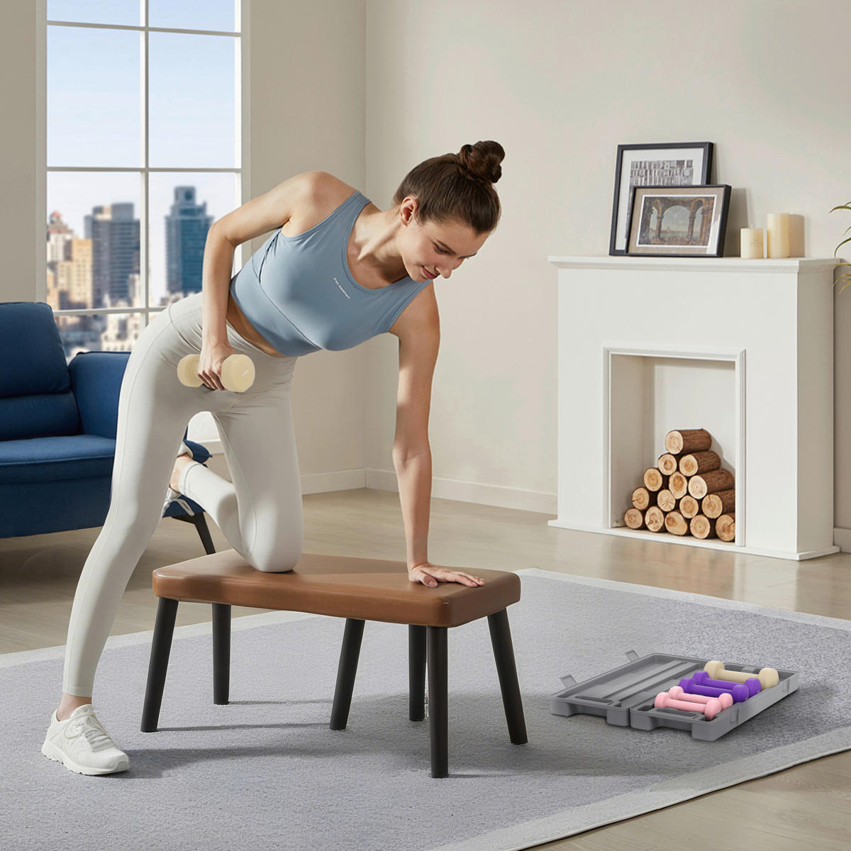 HOMCOM Kurzhanteln kaffee Kunstleder B/H/L: ca. 18x7,5x43 cm Kurzhanteln - kaffee/rosa (43,00/18,00/7,50cm) - HOMCOM