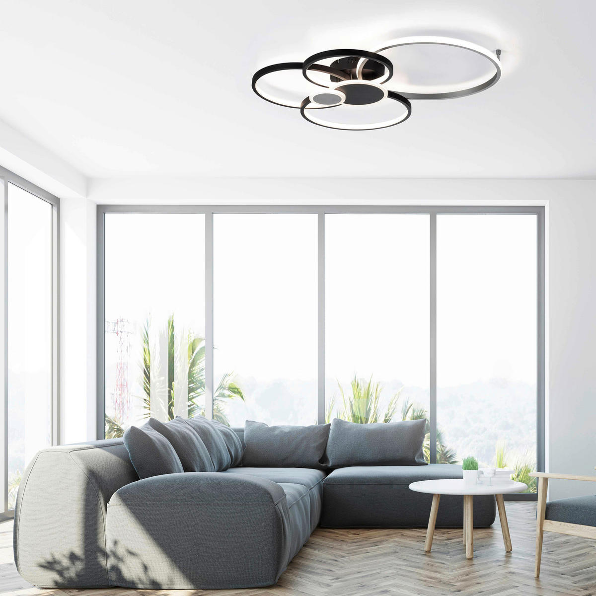 Just Light LED-Deckenleuchte schwarz Alu B/H/L: ca. 67x11,3x85 cm LED-Deckenleuchte_Papilon - schwarz (85,00/67,00/11,30cm) - Just Light
