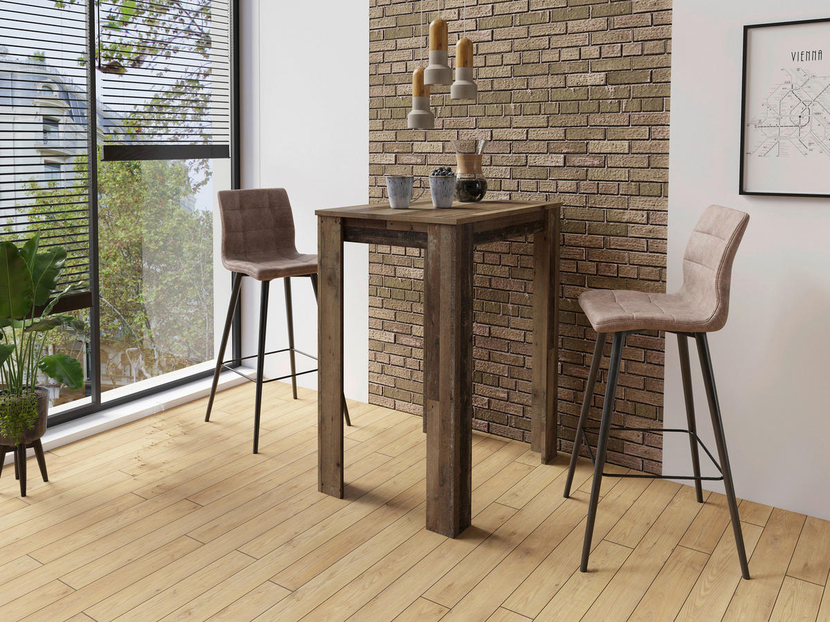 Barhocker SIMONE  2er-Set braun Vintage schwarz Stoff Metall B/H/T: ca. 42x103x51 cm SIMONE  2er-Set - braun/schwarz (42,00/103,00/51,00cm) - byLIVING