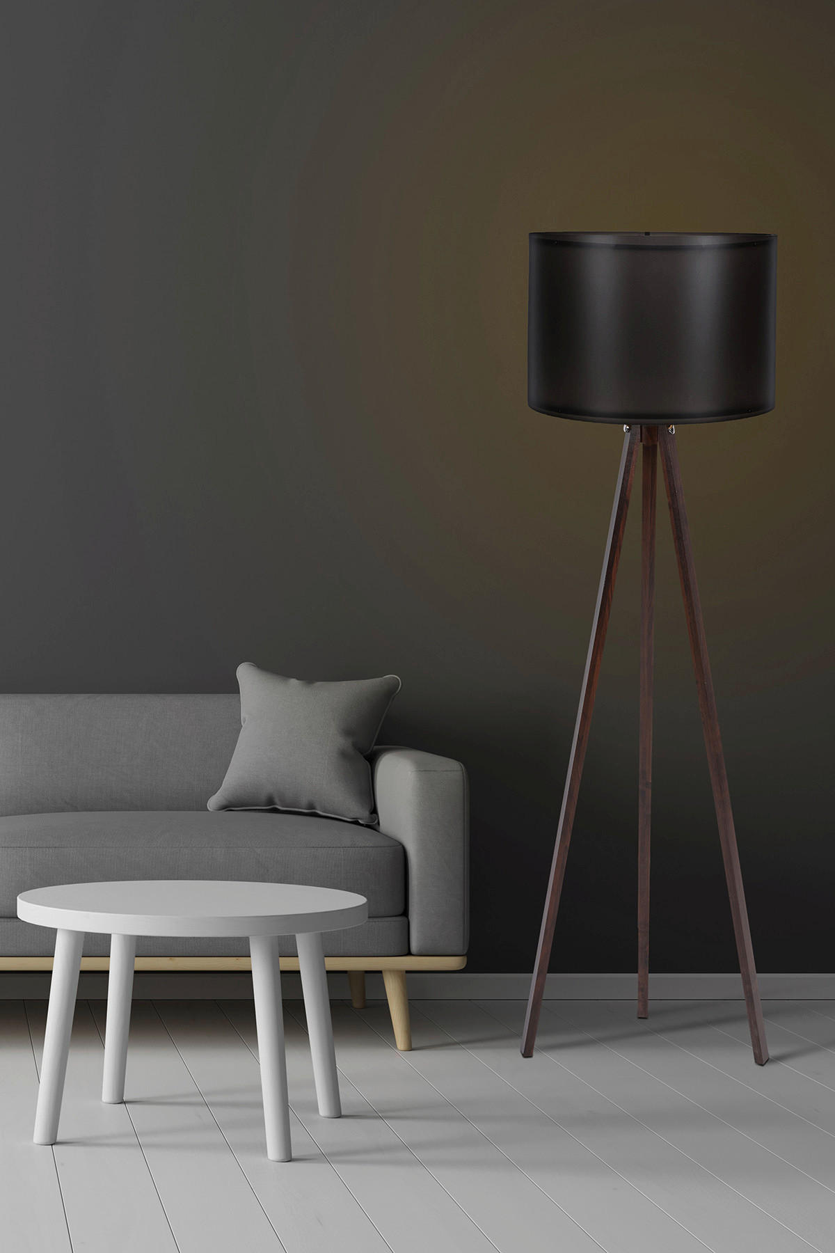 Opviq Stehleuchte schwarz nussbaum MDF Polypropylen B/H/L: ca. 38x145x38 cm E27 1 Brennstellen Stehleuchte_104 - nussbaum/schwarz (38,00/38,00/145,00cm) - Opviq