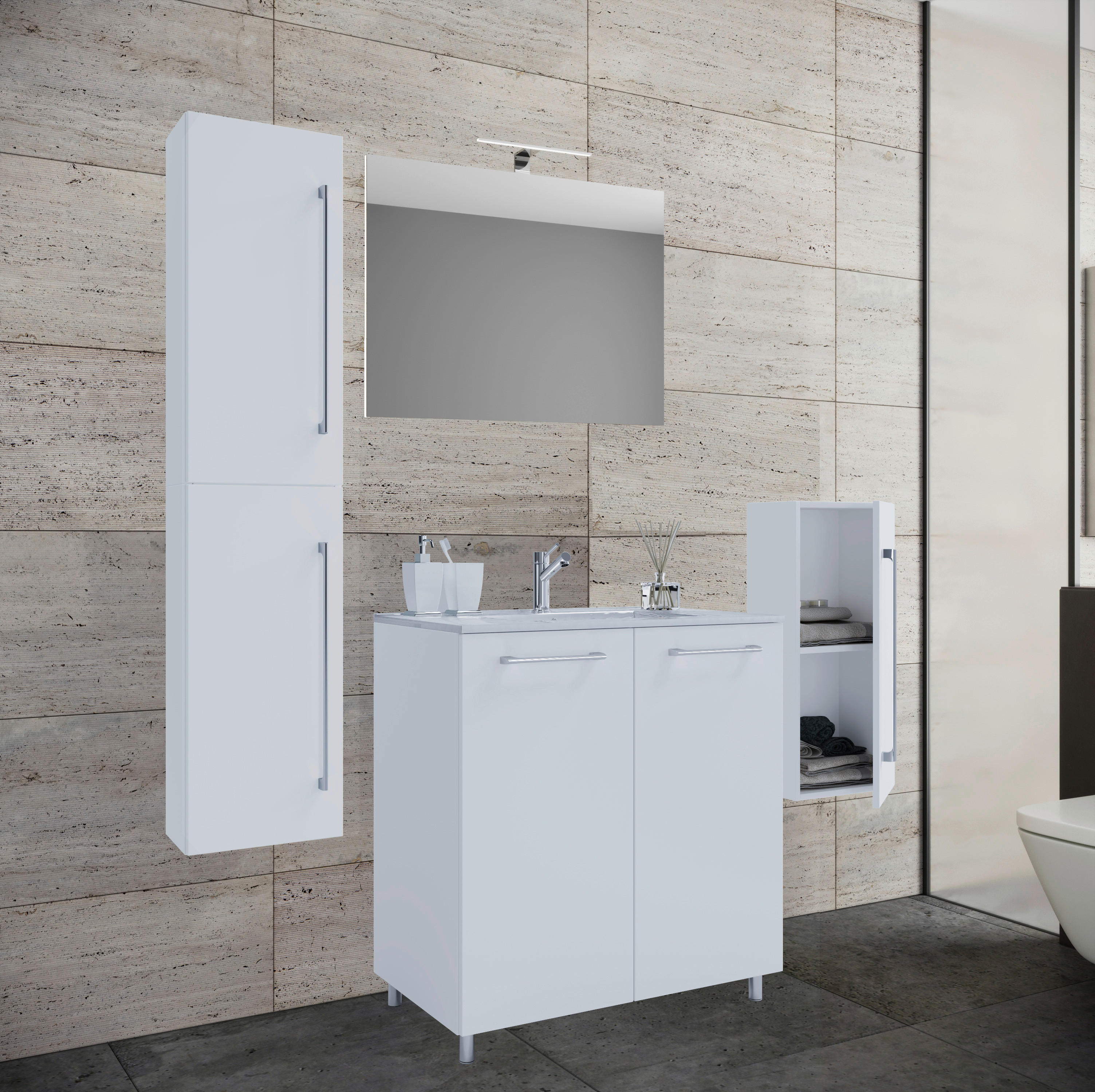 Waschplatz 5tlg-Gilos weiß B/H/T: ca. 80x86x46 cm 5tlg-Gilos - weiß (80,00/86,00/46,00cm) - VCM Möbel