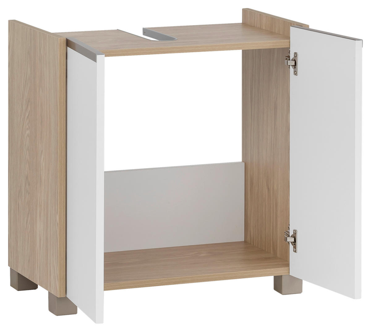 Waschbeckenunterschrank Juba Eiche hell Nachbildung weiß B/H/T: ca. 56,9x58,9x33 cm Juba - Eiche/weiß (56,90/58,90/33,00cm) - Möbelpartner