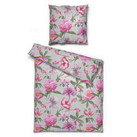 Baumwoll Bettwäsche Renforce Bettwäsche_Renforce Blumen - rosa/grau (135,00/200,00cm)