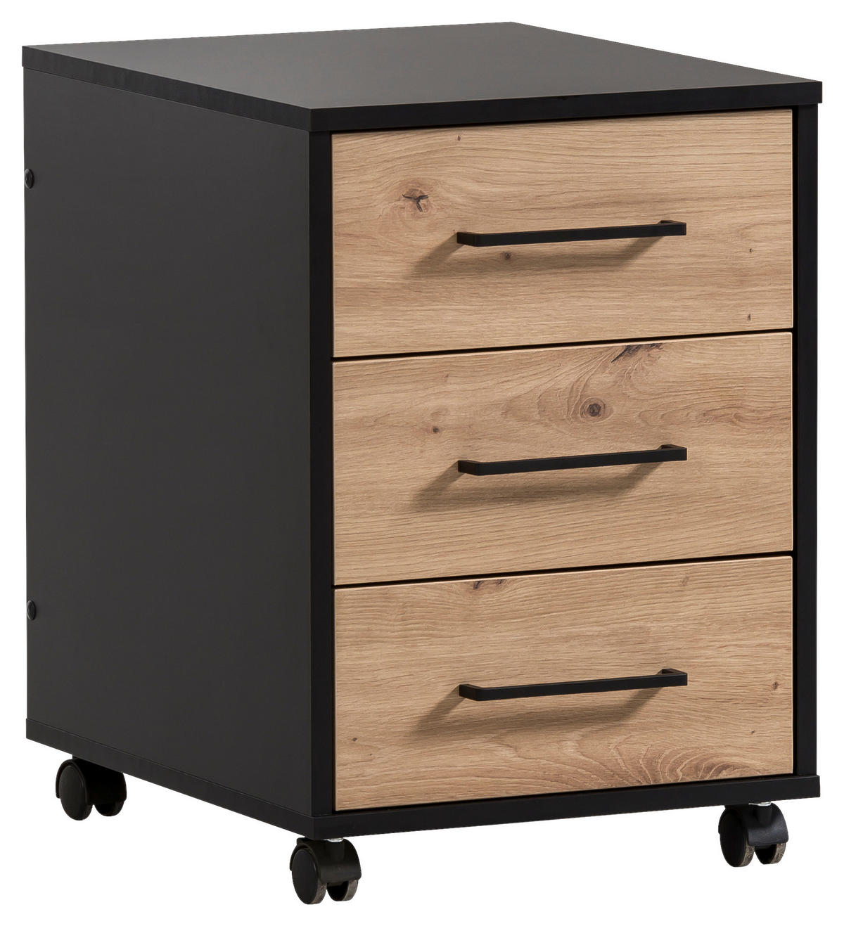 Rollcontainer Aino Eiche Artisan Nachbildung schwarz matt B/H/T: ca. 40x57x50 cm Aino - Eiche/schwarz (40,00/57,00/50,00cm) - Möbelpartner
