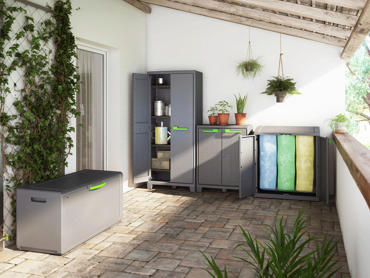 Keter Kunststoffschrank Moby grau Kunststoff B/H/T: ca. 80x182x44 cm Moby - anthrazit/grün (80,00/182,00/44,00cm) - Keter
