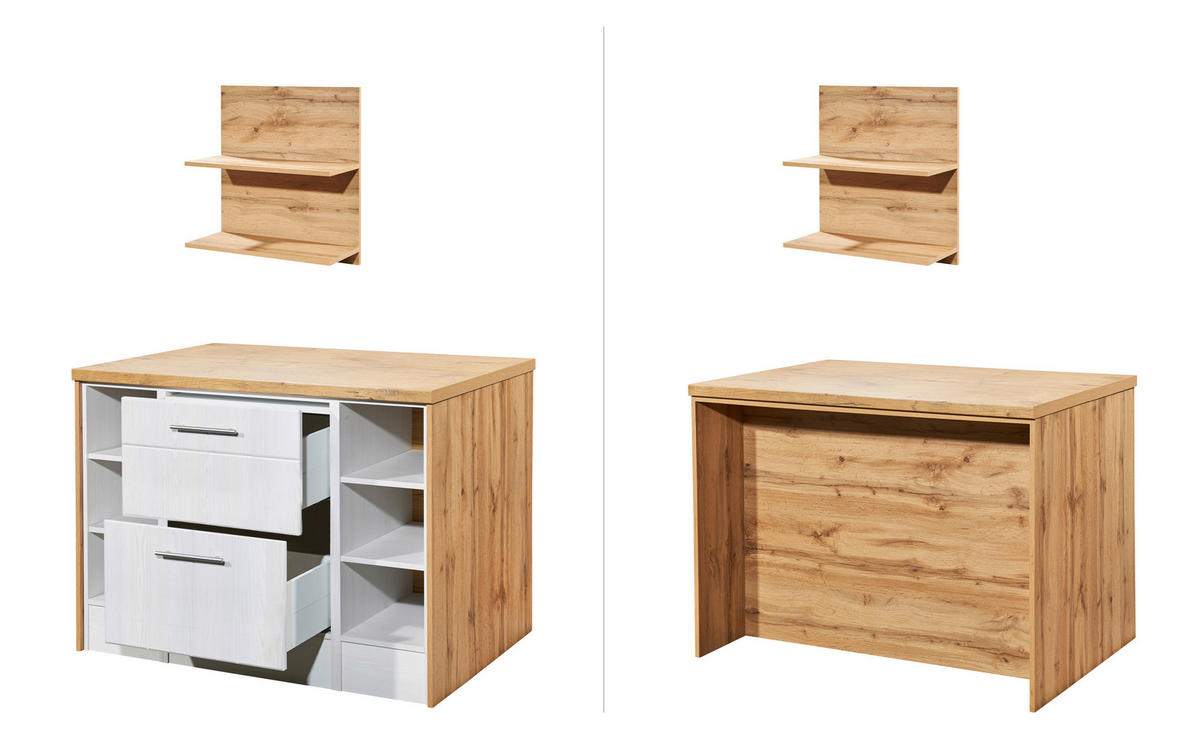 Respekta Inselküche Anton Eiche Wildeiche Nachbildung B/H/T: ca. 280x211x60 cm Anton - Eiche/weiß (280,00/211,00/60,00cm) - Respekta