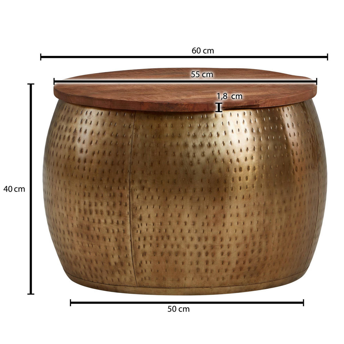 Couchtisch gold braun B/H/T: ca. 60x40x60 cm Couchtisch - braun/gold (60,00/40,00/60,00cm) - Wohnling