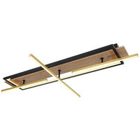 GLOBO LED-Deckenleuchte messing schwarz dunkelbraun Metall MDF Aluminium B/H/T: ca. 60,5x11,5x100 cm BEATRIX - messing/dunkelbraun (60,50/11,50/100,00cm) - GLOBO
