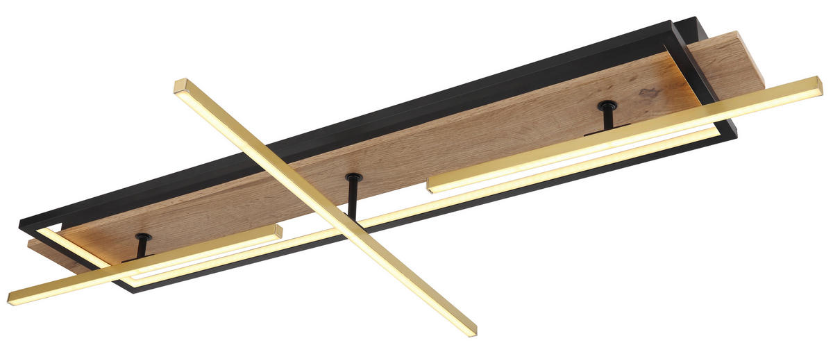 GLOBO LED-Deckenleuchte messing schwarz dunkelbraun Metall MDF Aluminium B/H/T: ca. 60,5x11,5x100 cm BEATRIX - messing/dunkelbraun (60,50/11,50/100,00cm) - GLOBO