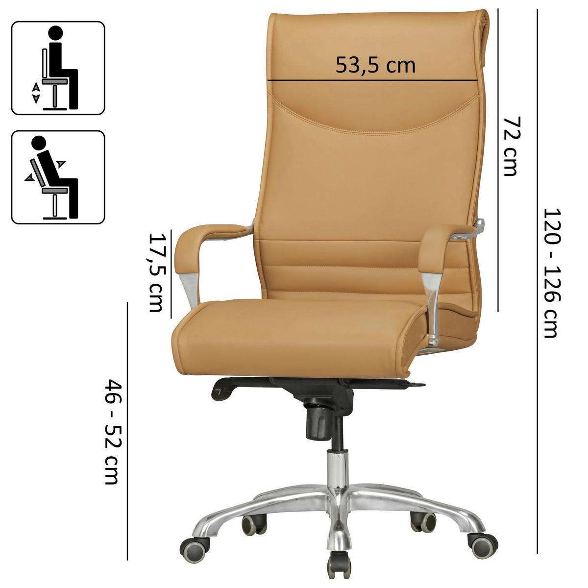 Drehstuhl beige Kunstleder Bürostuhl BIGBOSS - beige (60,00/126,00/61,00cm) - Amstyle