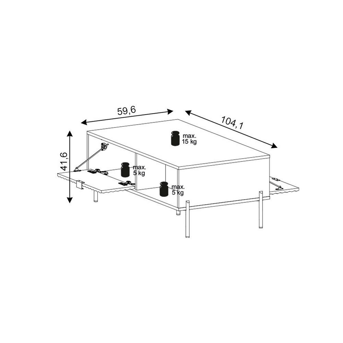Couchtisch COUCHTISCH DIAMOND DI5 LED weiß B/H/T: ca. 104x57x42 cm COUCHTISCH DIAMOND DI5 LED - weiß (104,00/57,00/42,00cm) - WIPMEB