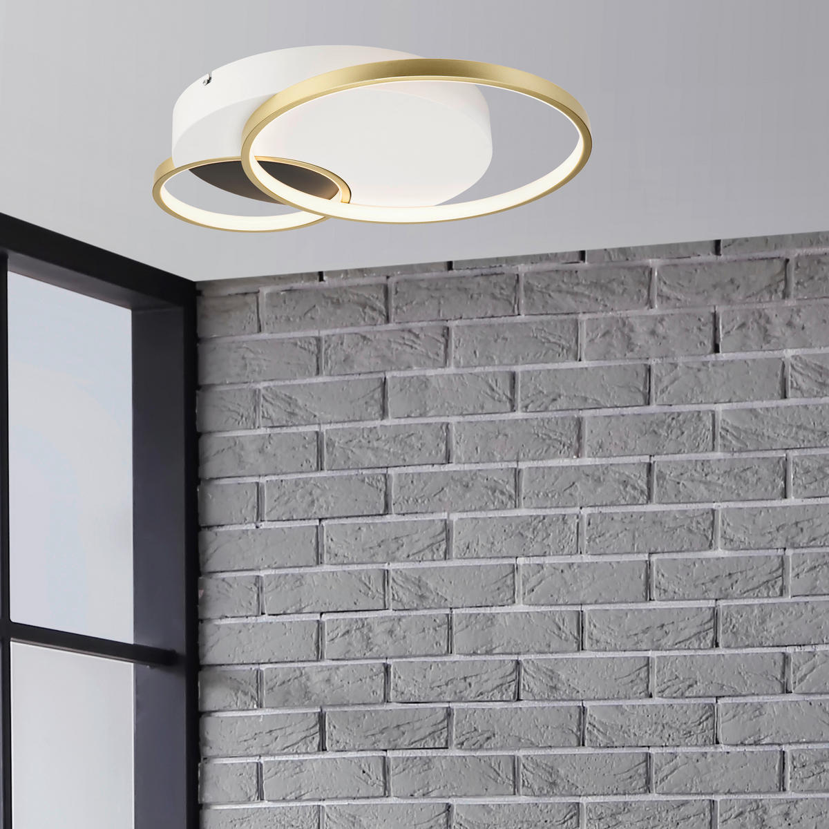 Lamkur LED-Deckenleuchte BENITO 50973 gold weiß Stahl PVC H/L: ca. 7x57 cm 3 Brennstellen Benito - gold/weiß (57,00cm) - Lamkur