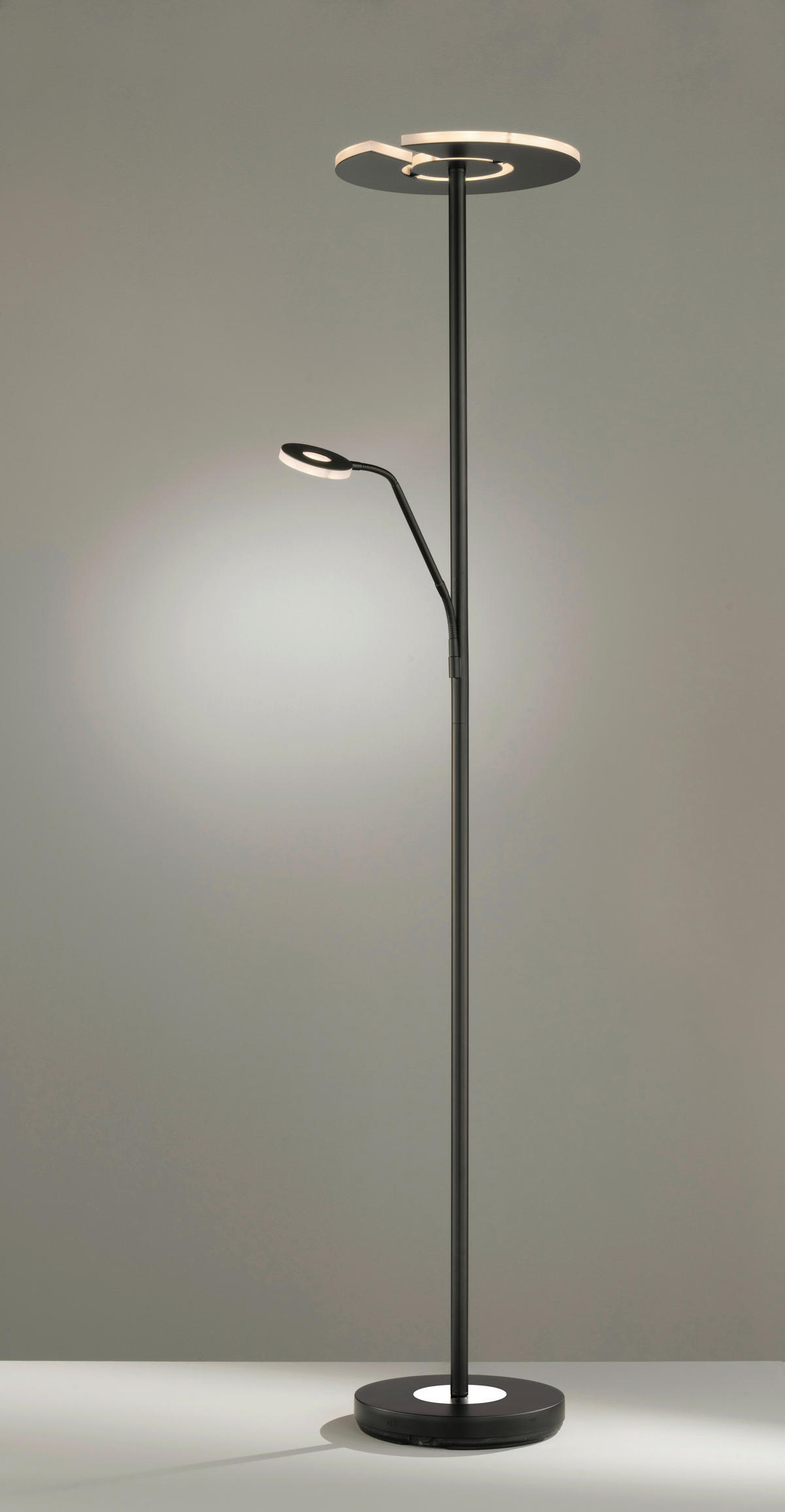 Fischer & Honsel LED-Stehleuchte 40318 Chrom schwarz Metall B/H/T: ca. 35x180x50 cm 1 Brennstellen Dent - schwarz/Chrom (35,00/180,00/50,00cm) - Fischer & Honsel