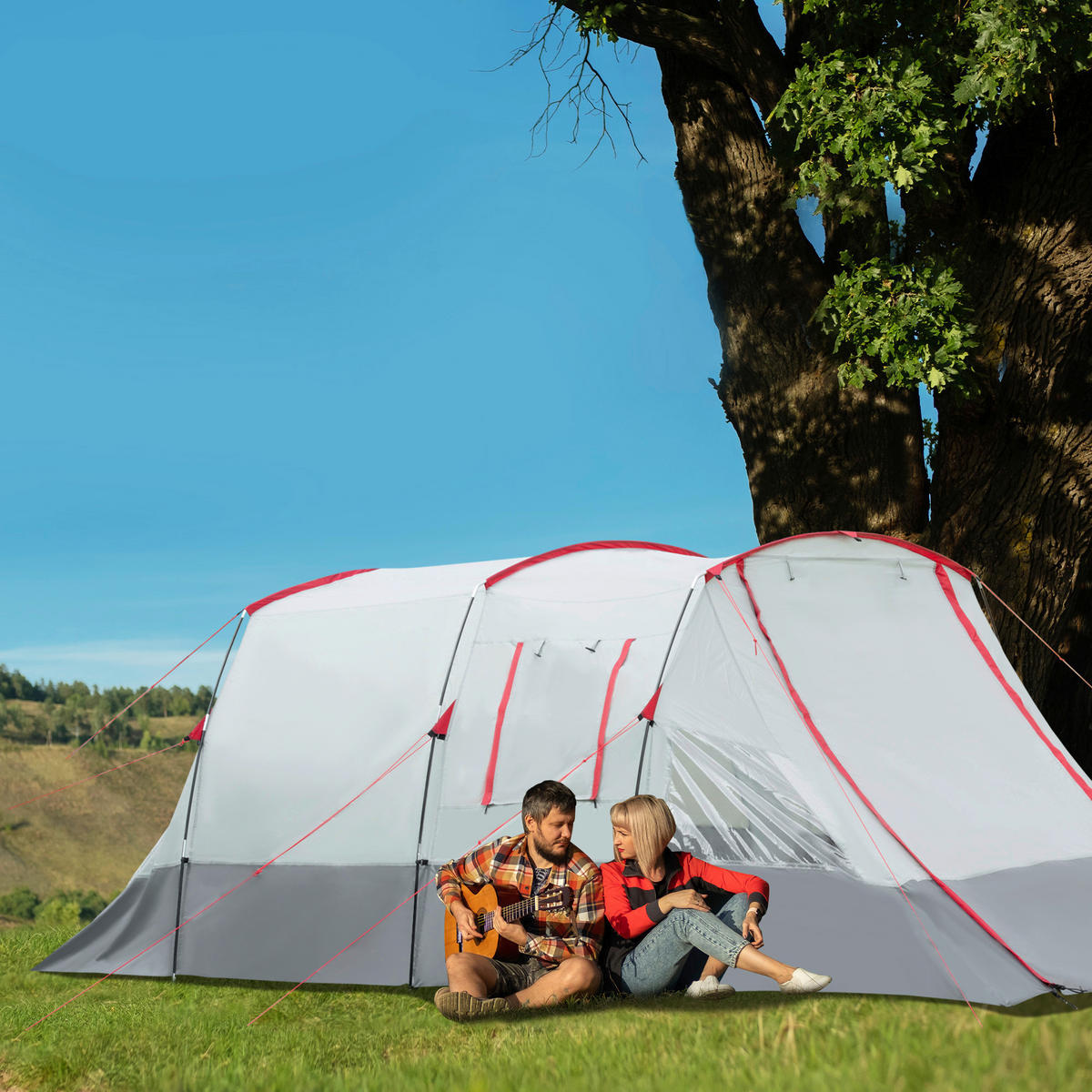Outsunny Campingartikel B/H/L: ca. 240x510x180 cm Campingzelt - grau (180,00/240,00/510,00cm) - Outsunny