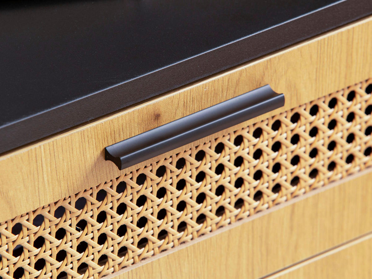 Sideboard schwarz Eiche Optik B/H/T: ca. 80x86,5x40 cm Sideboard - schwarz (80,00/86,50/40,00cm) - Wohnling