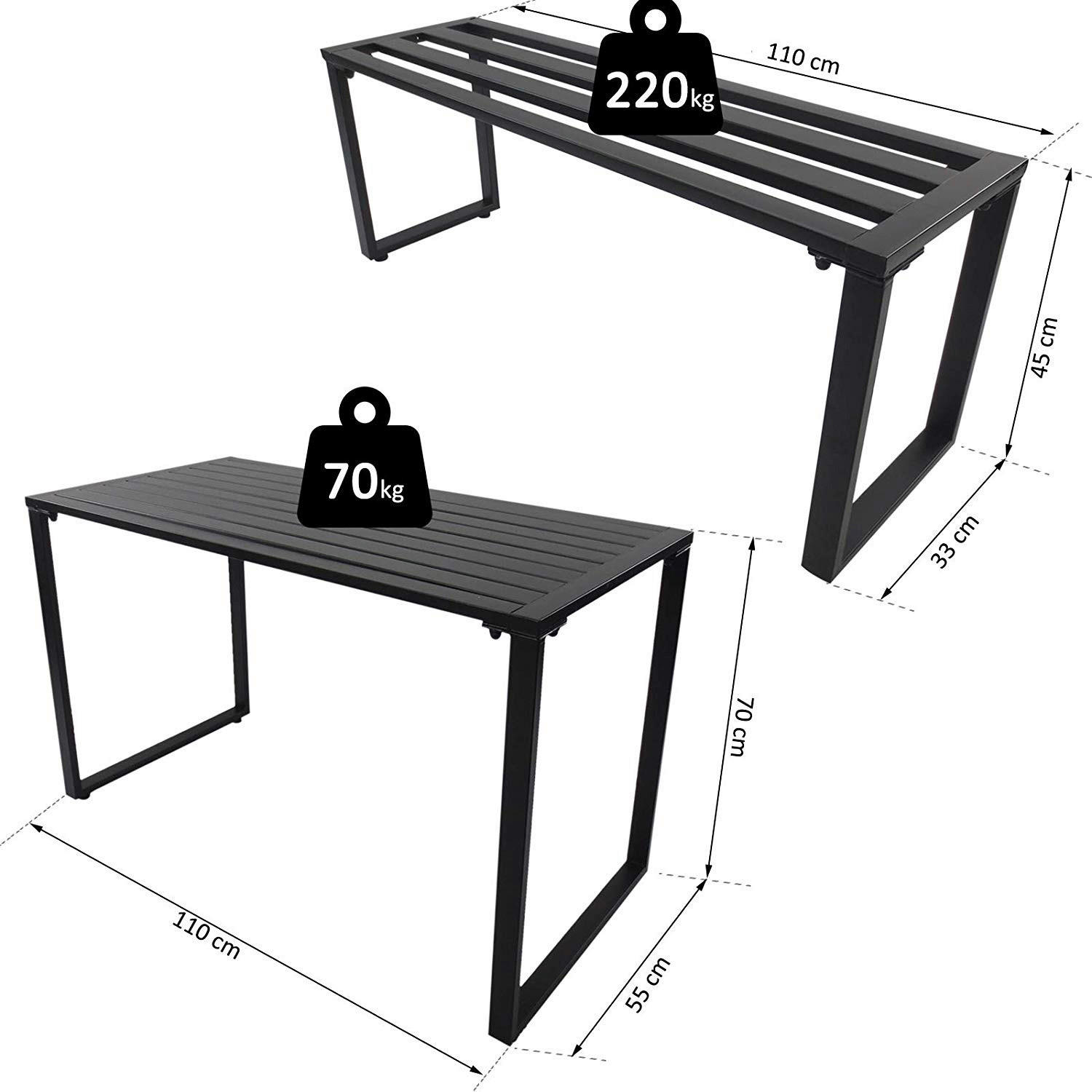 Outsunny Gartengarnitur schwarz Metall -...