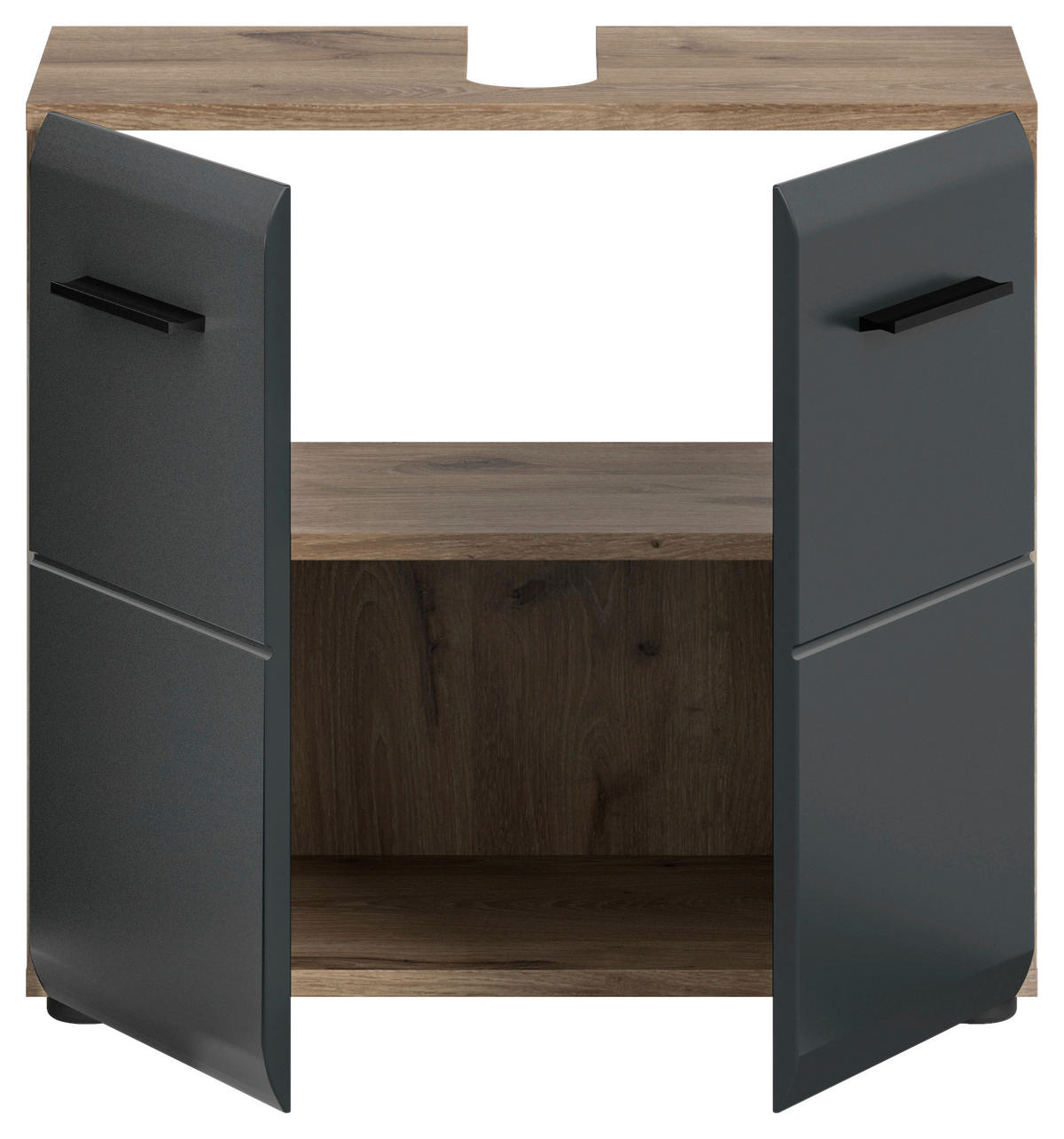 Waschbeckenunterschrank Ice Nox Oak Nachbildung schwarz matt B/H/T: ca. 60x54x30 cm Ice - schwarz (60,00/54,00/30,00cm) - xonox.home