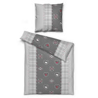 Baumwoll Bettwäsche Biber Bettwäsche_Biber_Marie 135x200 - silber/grau (135,00/200,00cm) - beau rêve